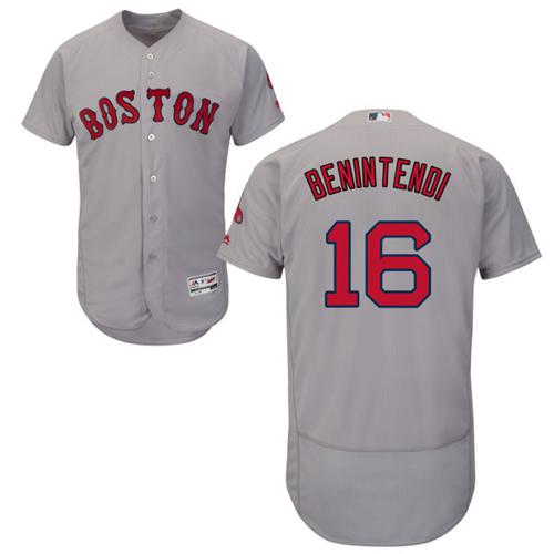 Red Sox #16 Andrew Benintendi Grey Flexbase Authentic Collection Stitched MLB Jersey - Click Image to Close